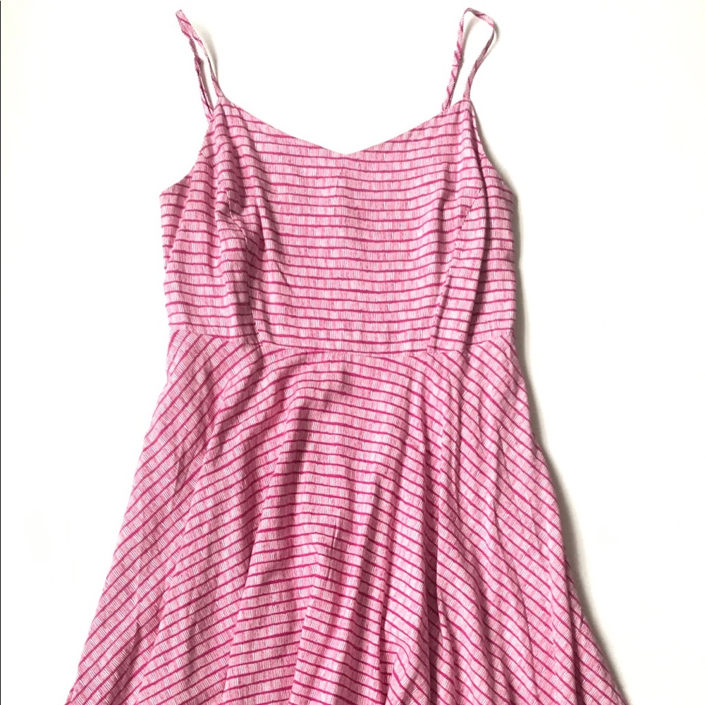 NWOT Fit & Flare Cami Dress Magenta & White Stripe